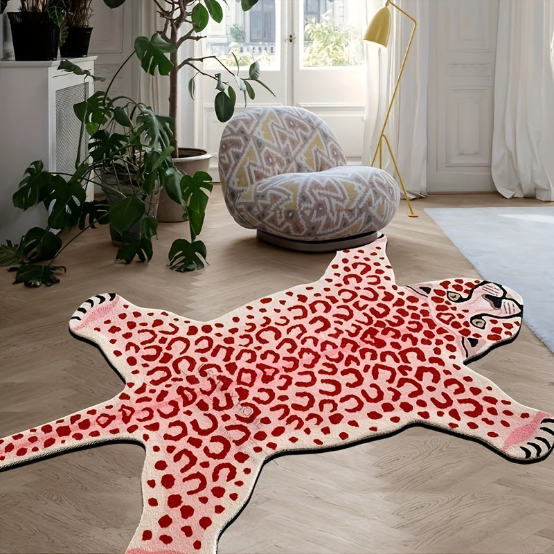 Plush Leopard Print Area Mat