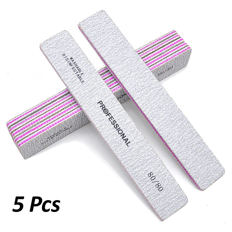 {5 Pcs/Pack} Square Nail File 80 100 180 Grit Poishing Files