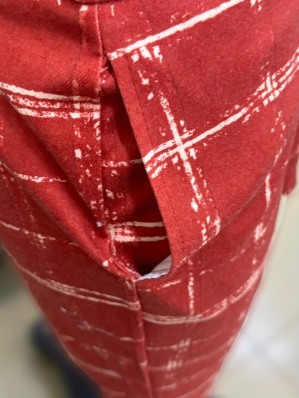 Red Plaid Flared Wide-Leg Casual Trousers