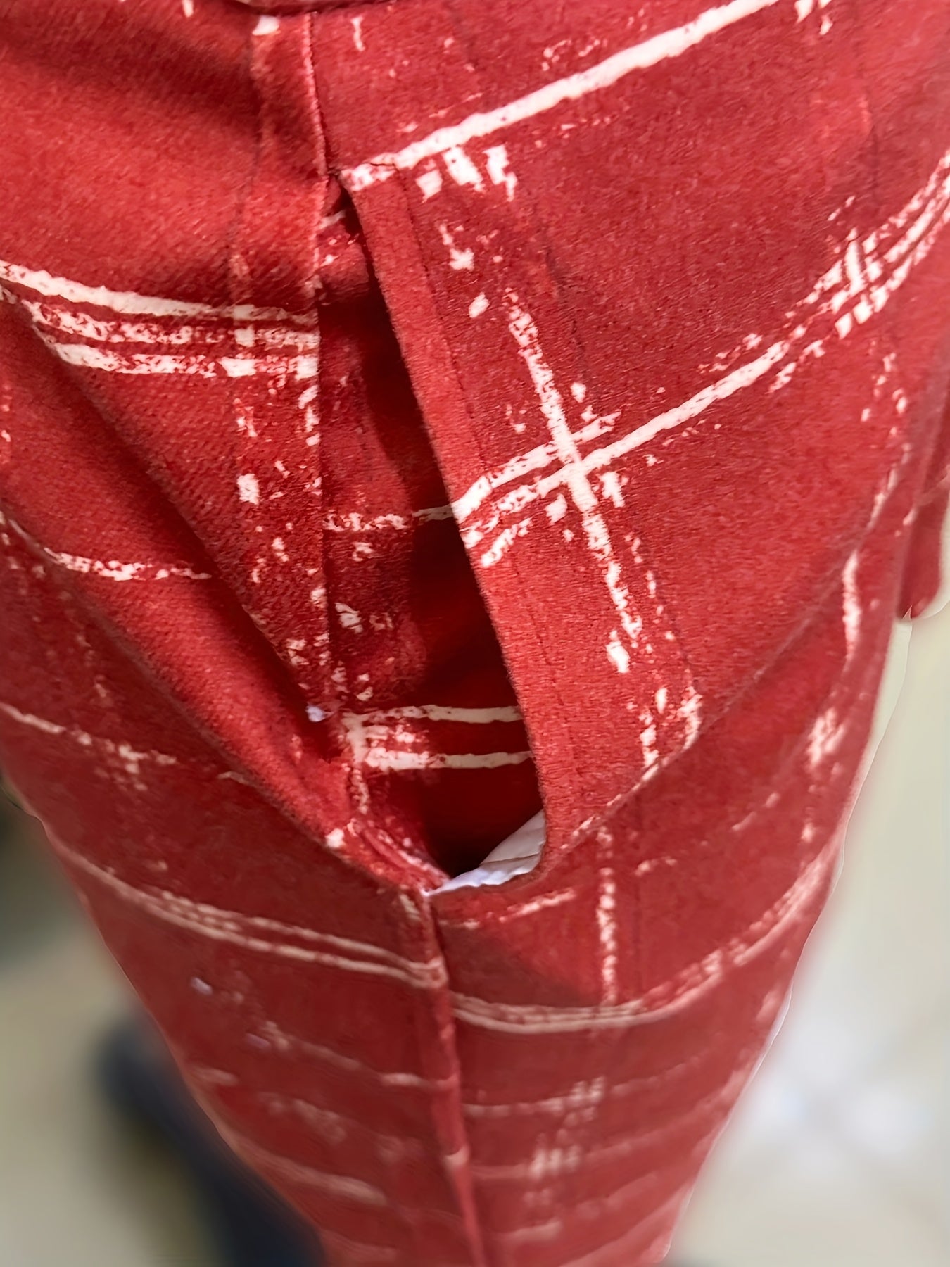 Red Plaid Flared Wide-Leg Casual Trousers