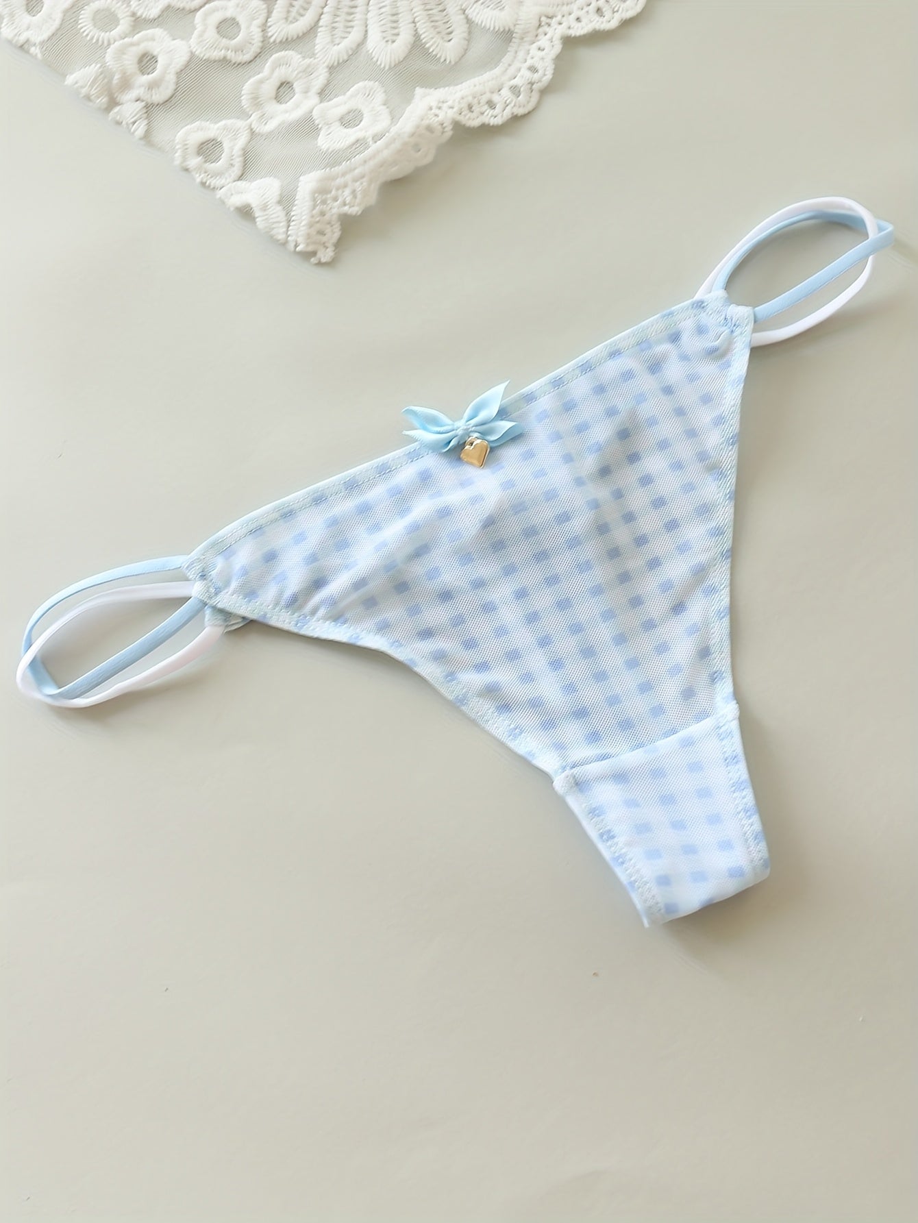 Sheer Lace-like Mesh Thong Underwear