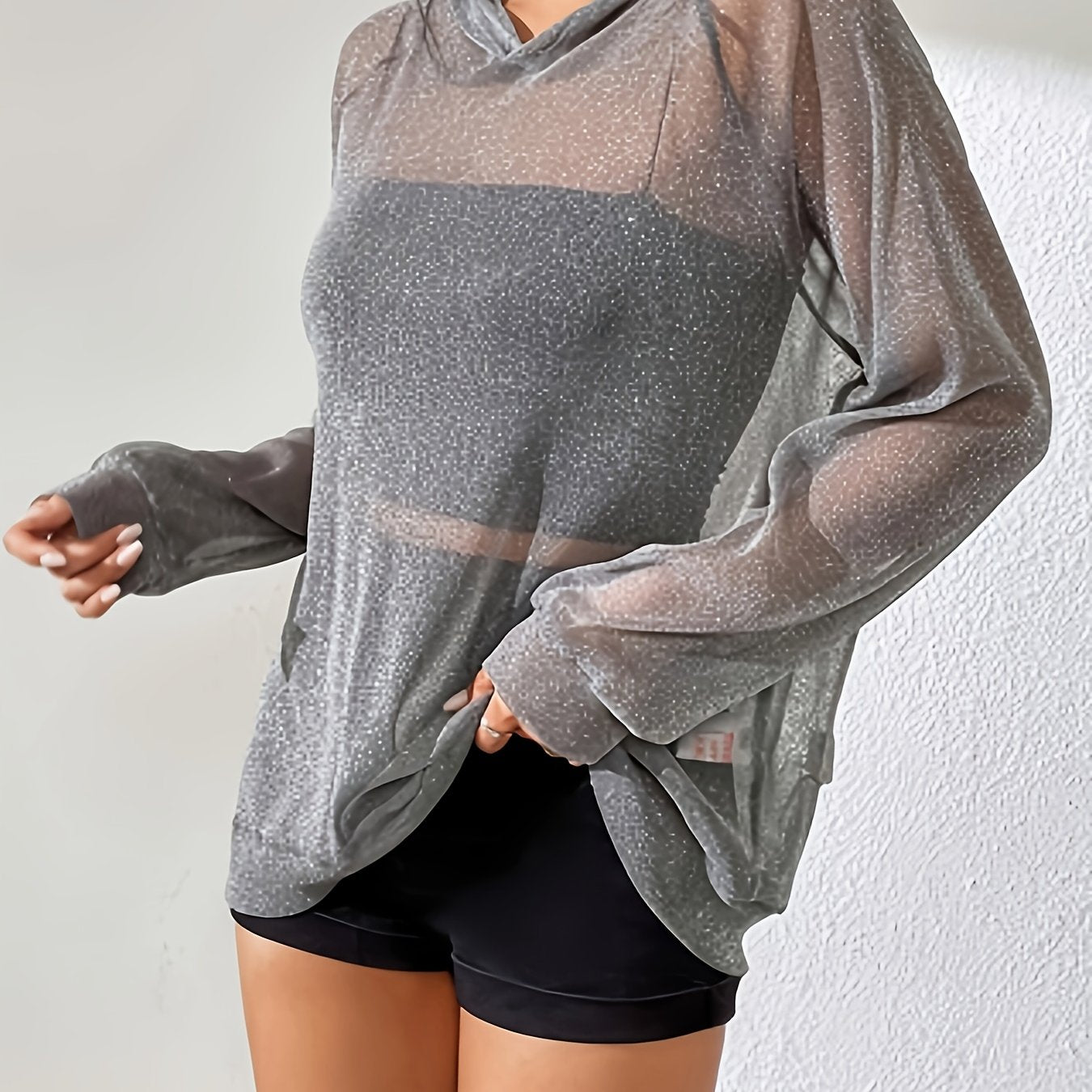 Lightweight Semi-Sheer Elegant Hooded Blouse