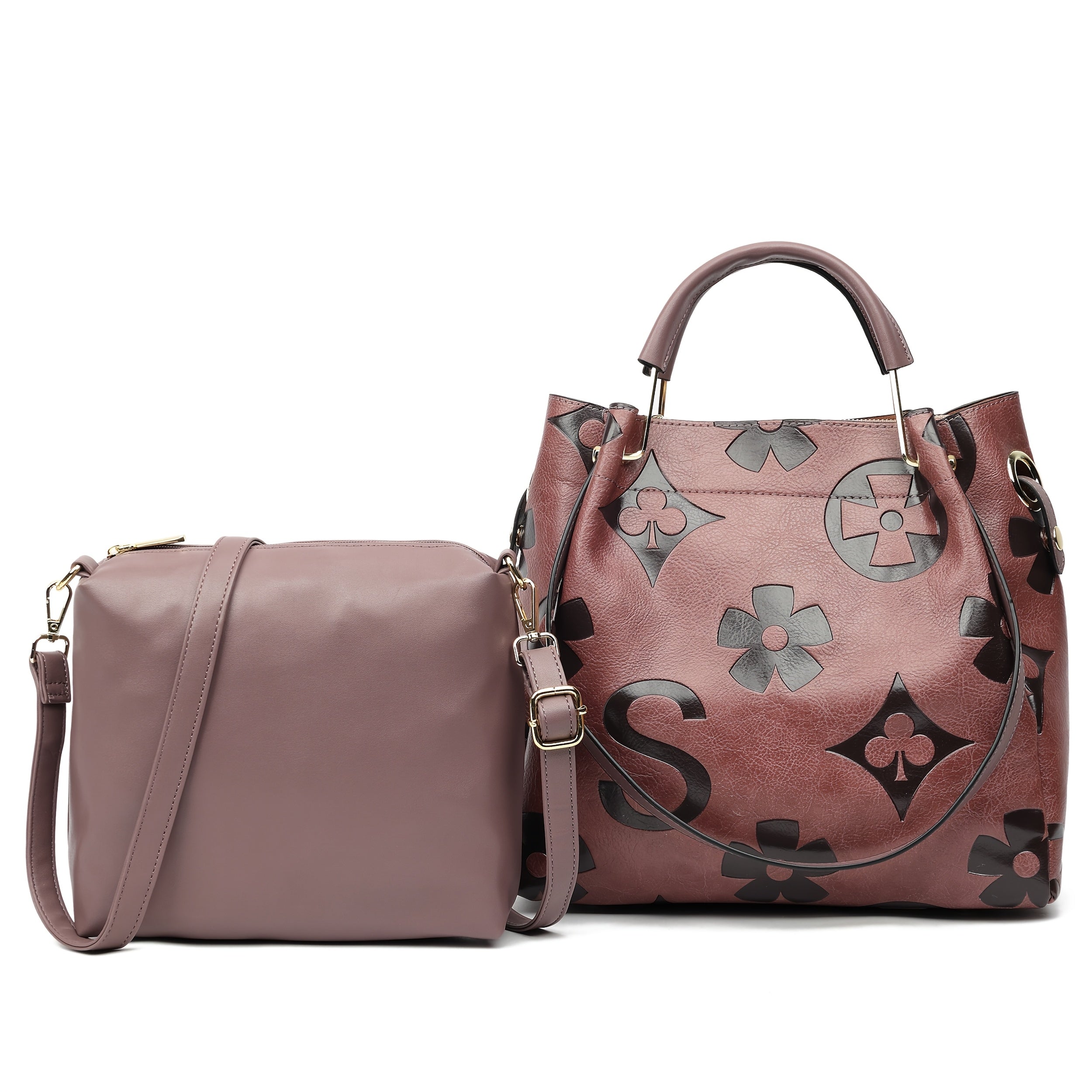 Floral Embossed Synthetic Leather Satchel Handbag