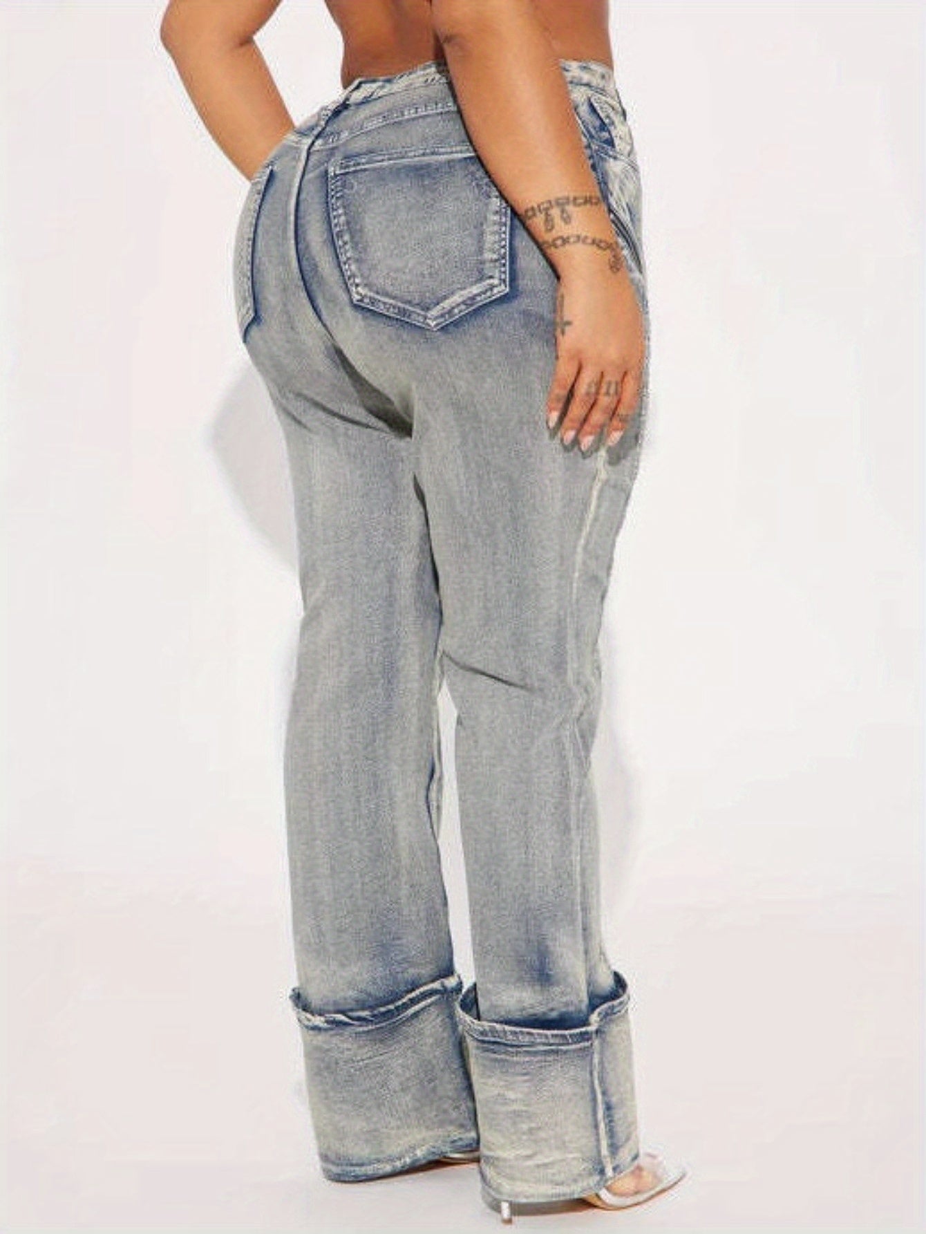 High-Waisted Wide-Leg Bell-Bottom Jeans