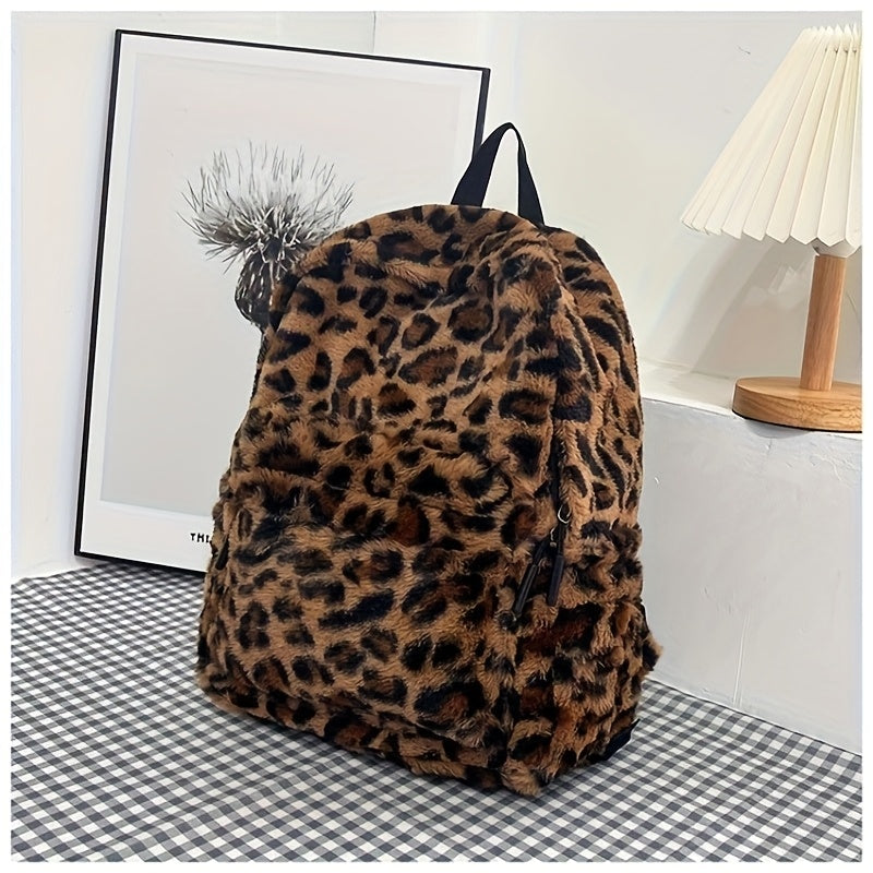 Leopard Fleece Backpack