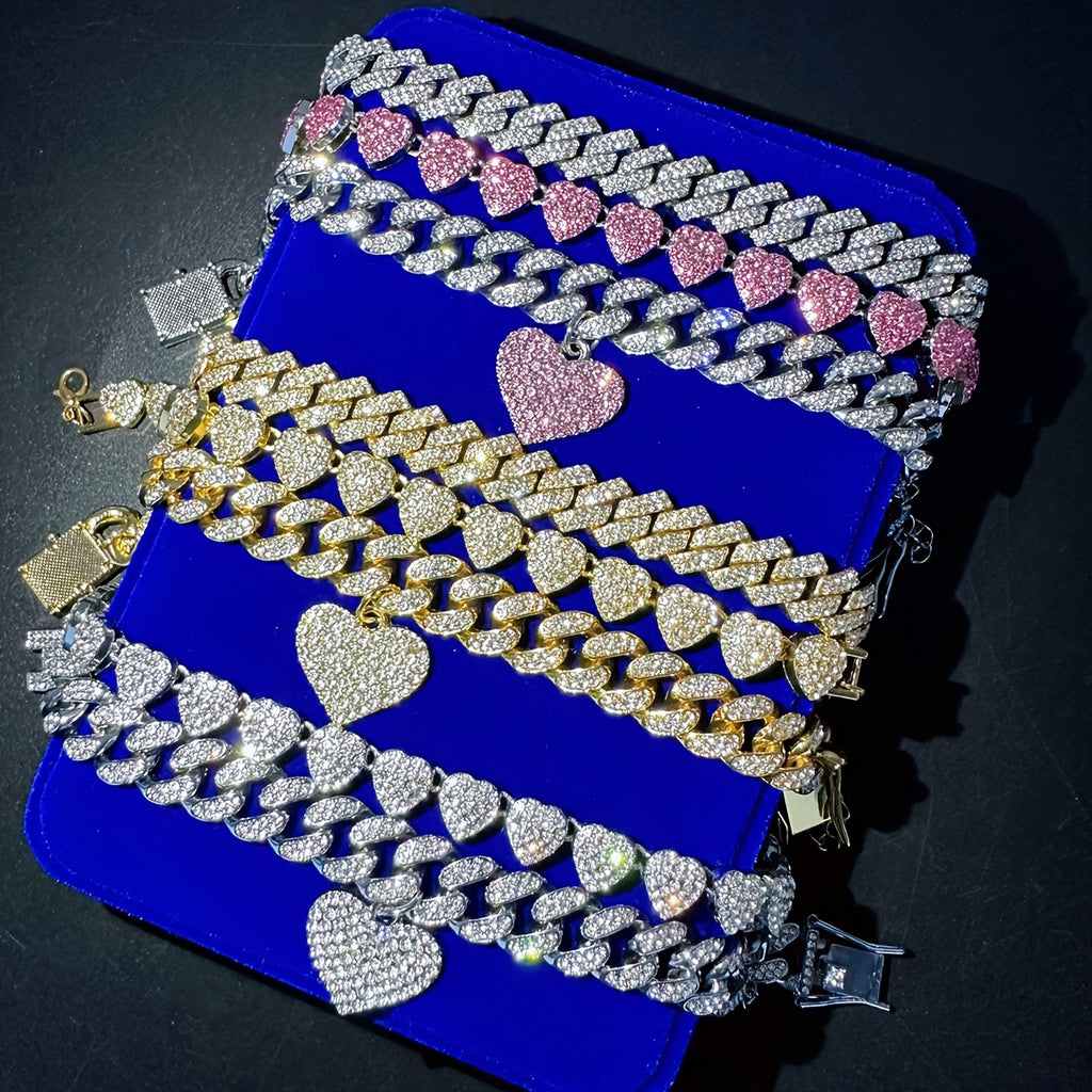 {3pcs} Shiny Heart Pendant Anklets