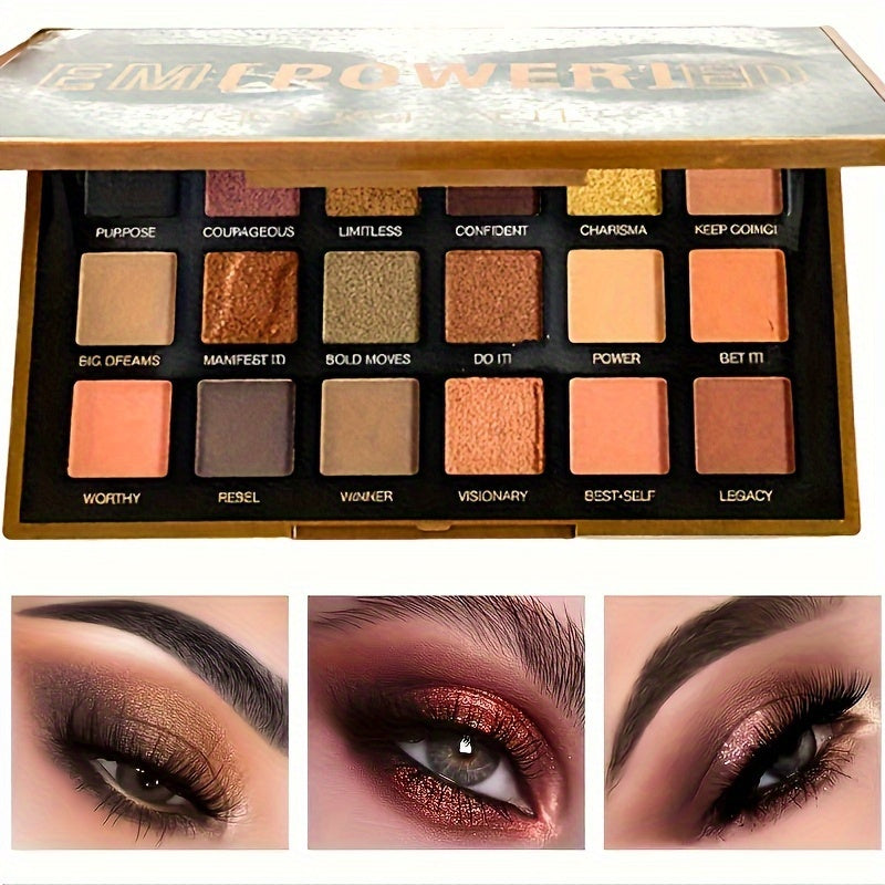 18-Color All-in-One Eyeshadow Palette with Matte, Shimmer, Glitter & Rainbow Effects