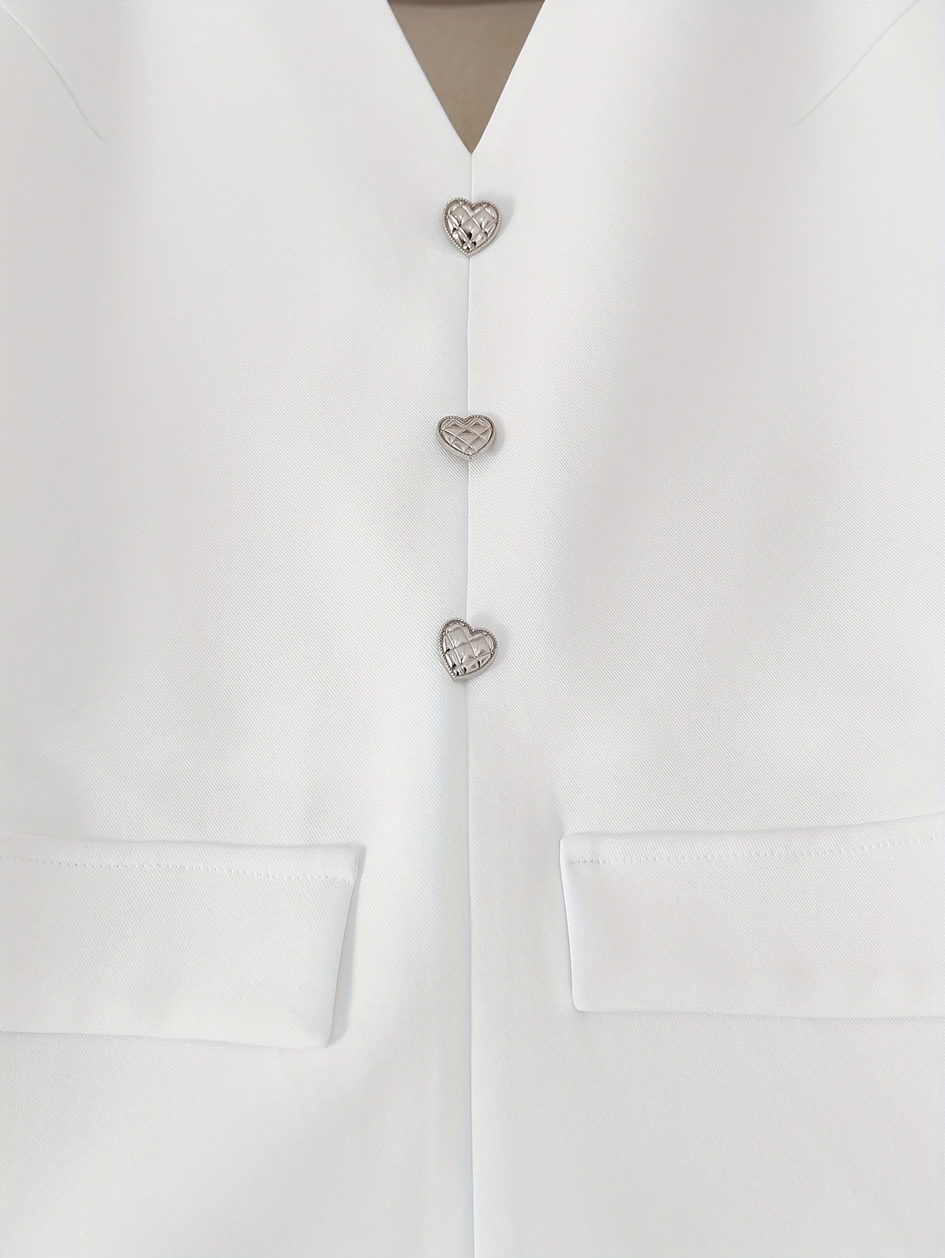 Vintage Fashion Elegant Heart Button Design Solid Color Cropped Dress Set of 2pcs