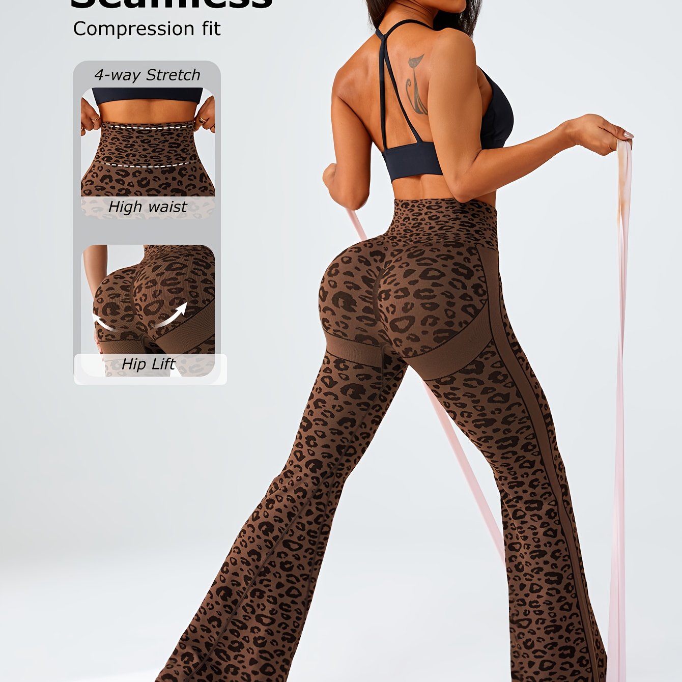 Seamless Leopard Print Flared Pants