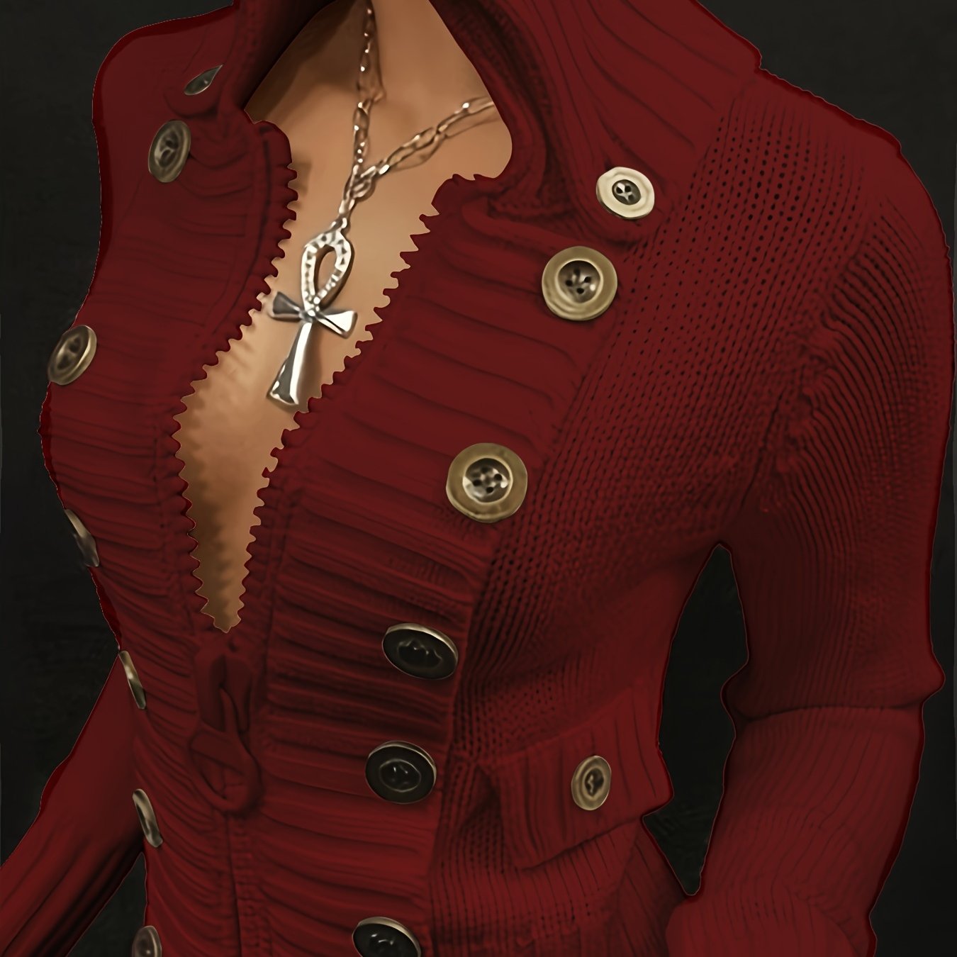 Women's Black Cardigan - Slim-Fit Sweater with Front Zipper & Golden Buttons, Elegant Stand-Up Collar for Formal/Casual Outfits - All-Season Chic Jacket, Versatile Layering, Modern Knitwear, Premium Finish, Fashionforward Wom