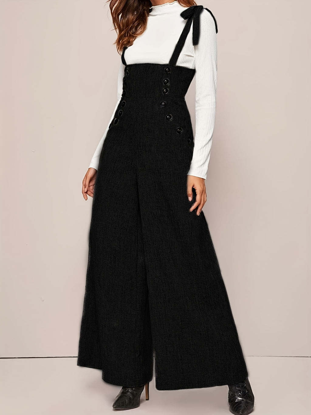 Polyester Jumpsuit with Button Detail