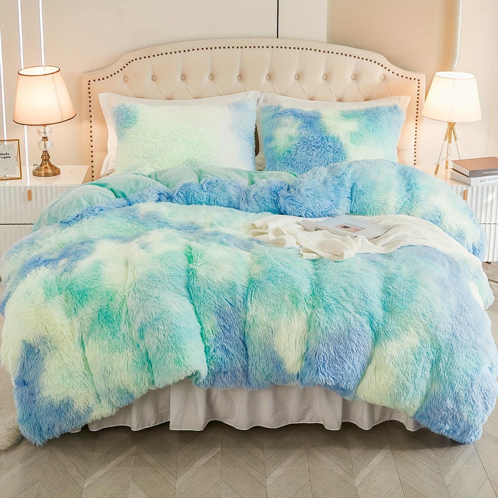 {2/3pcs} Plush Shaggy Fluffy Duvet Cover Set