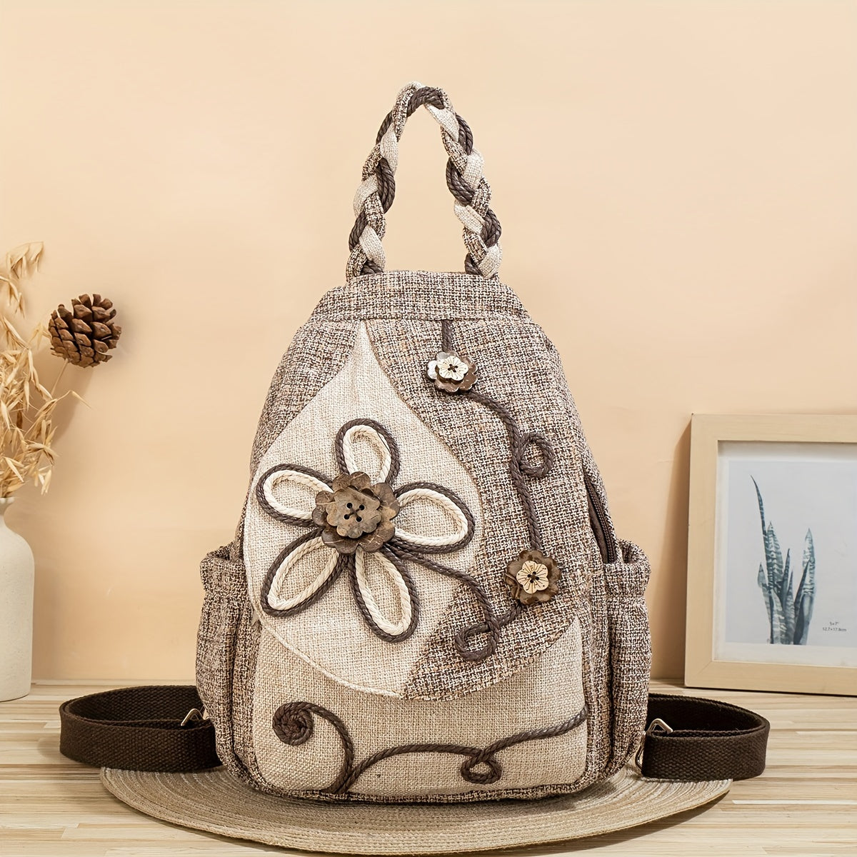 Vintage Ethnic Style Backpack, Retro Bohemian Travel Daypack, Women's Casual Boho Knapsack