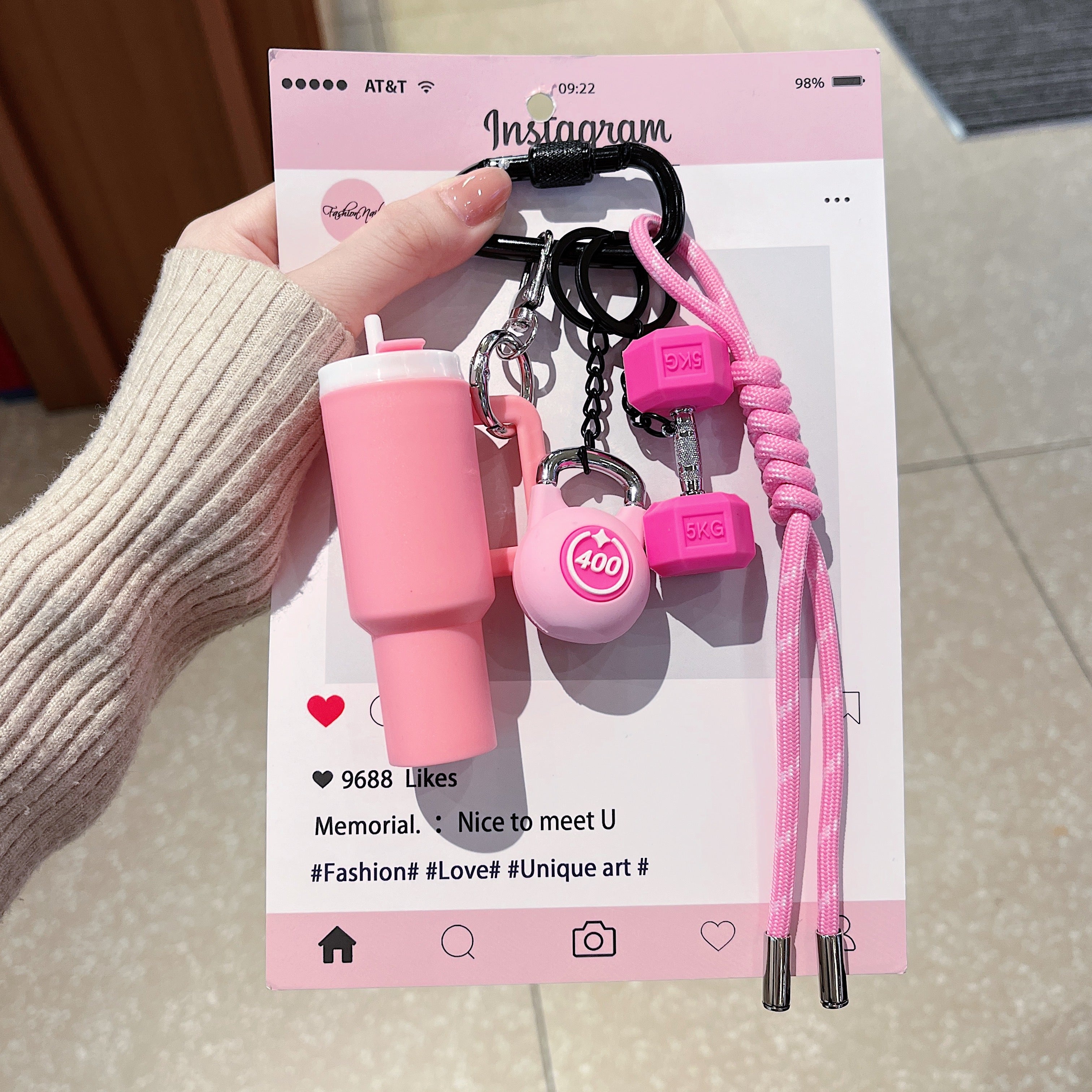 Pink & Black Keyring, Chain & Lanyard
