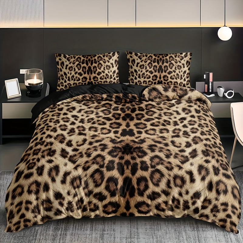 {3pcs} Leopard Print Duvet Cover Set
