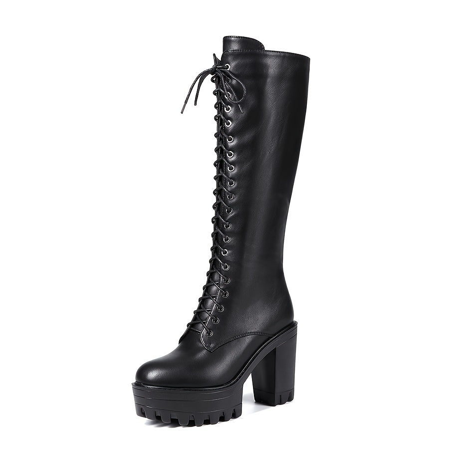 Mid-Calf Lace-Up Boots