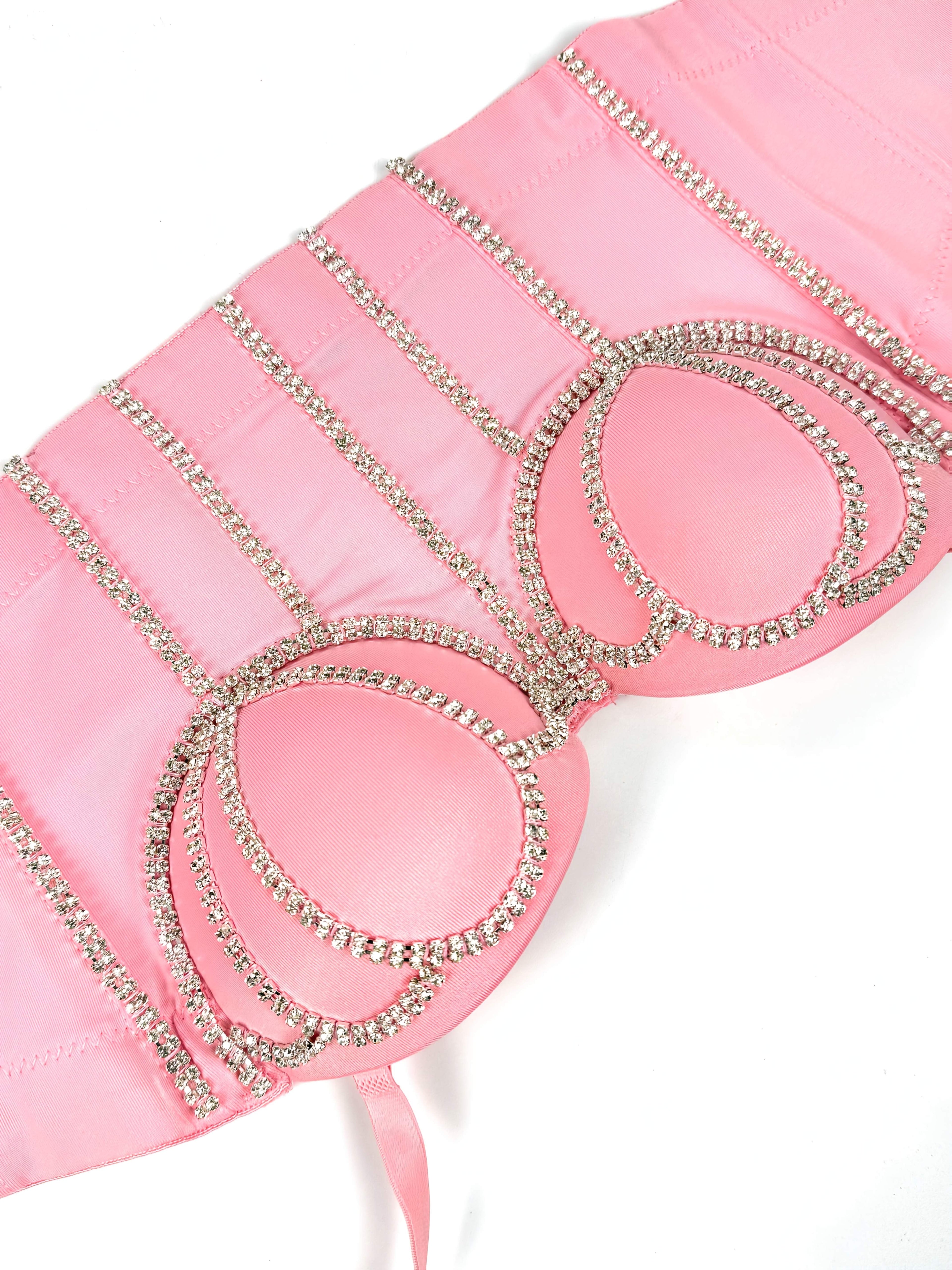 #8185 French Design Sleeveless Vest, Niche Shaping Underwear for Women, Fishbone Top with Studs and Shiny Rhinestones, Women'S Group Tightening Wrap Chest