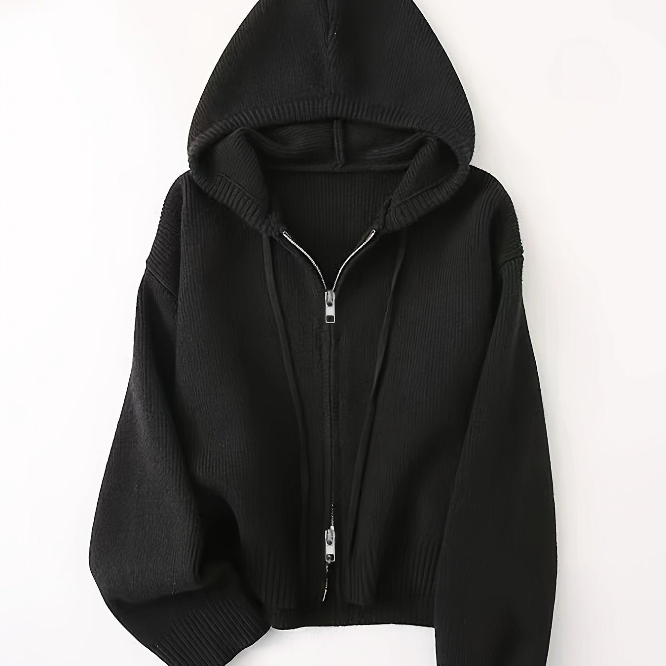 Women's Thick Winter Hooded Zip-Up Cardigan Coat, Brown, Front Zipper Closure, Medium Stretch Fabric for Cold Weather - Casual Outerwear for Everyday & Formal Events