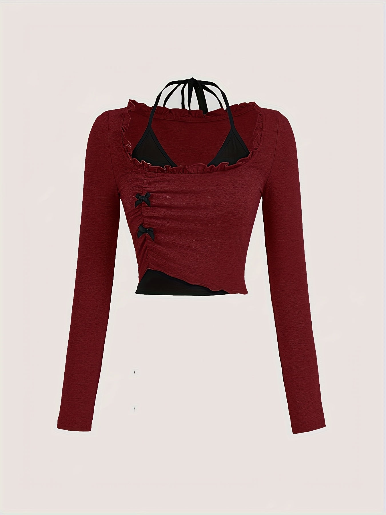 Halter Neck Top with Adjustable Bow Tie Detail