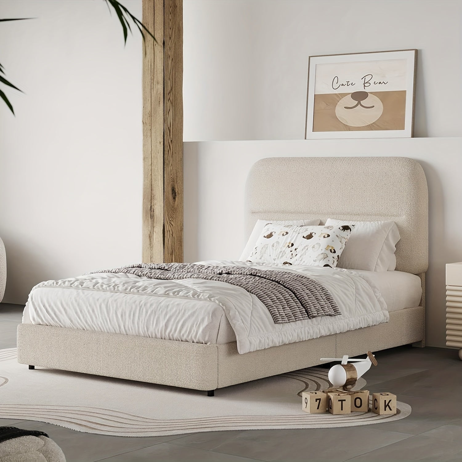 Upholstered Bed Frame with Headboard