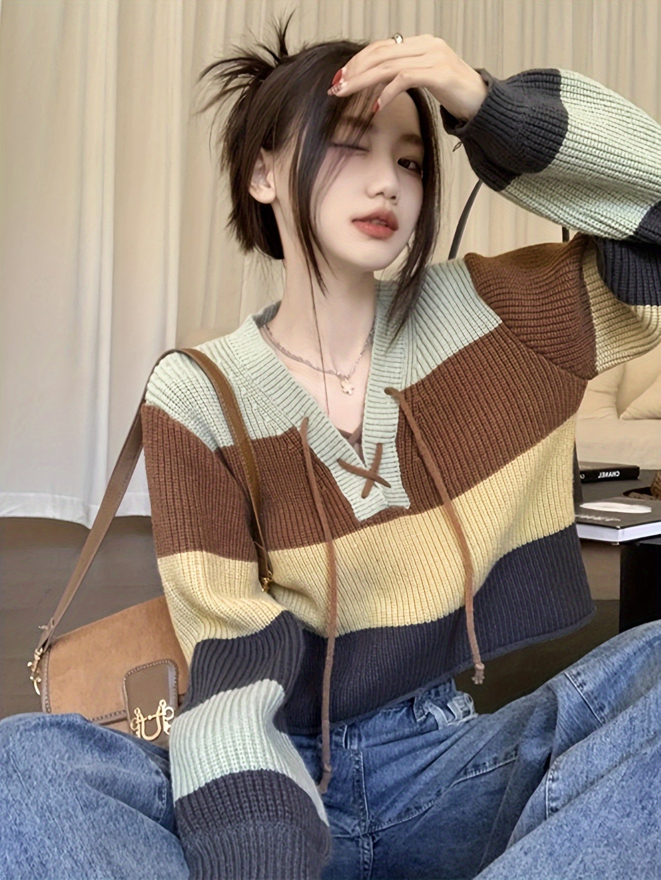 Cozy Striped V-Neck Sweater