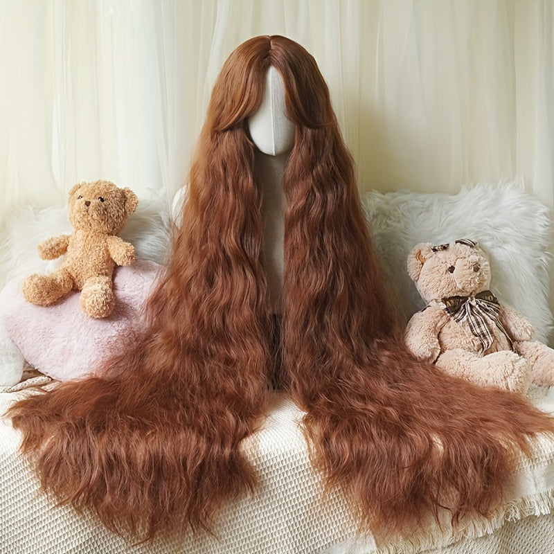 Chic 44-Inch Long Curly Princess Wig with Bangs