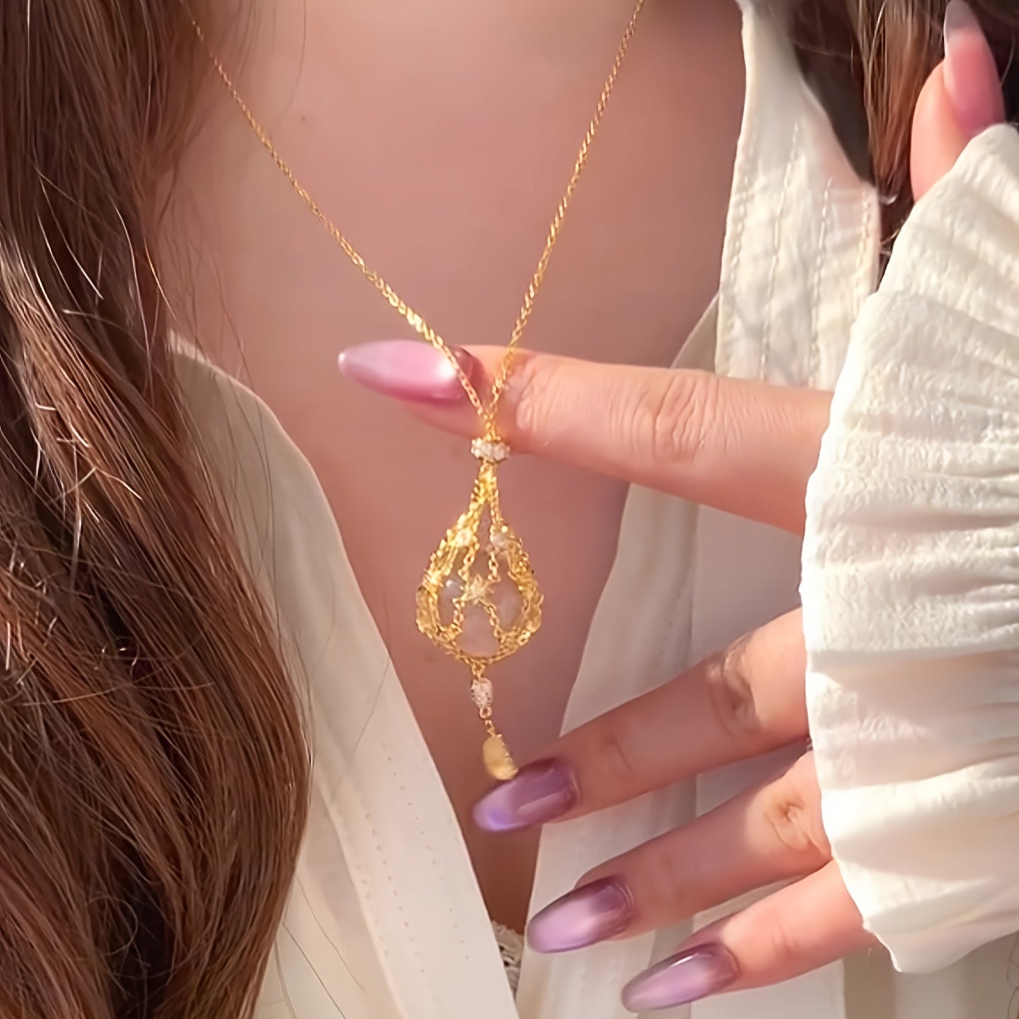 Vintage 18K Gold Plated Star & Tassel Fringe Necklace