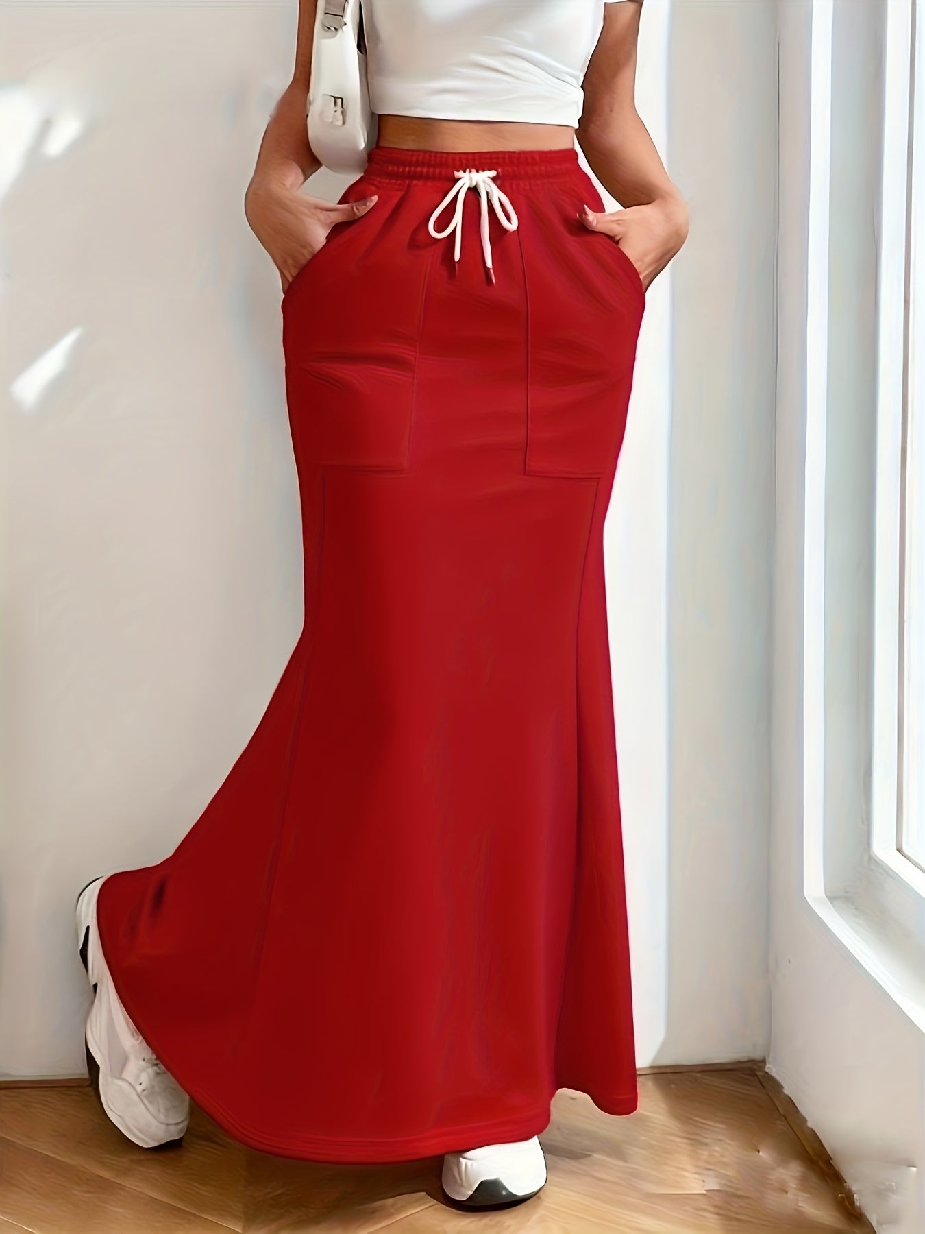 Mermaid Hem Skirt with Drawstring Waist