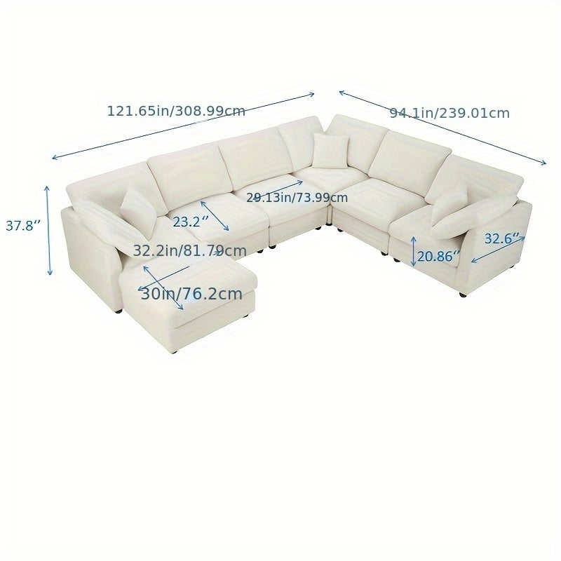 Seven-seater Modular Split Combination Sofa With 3 Small Pillows