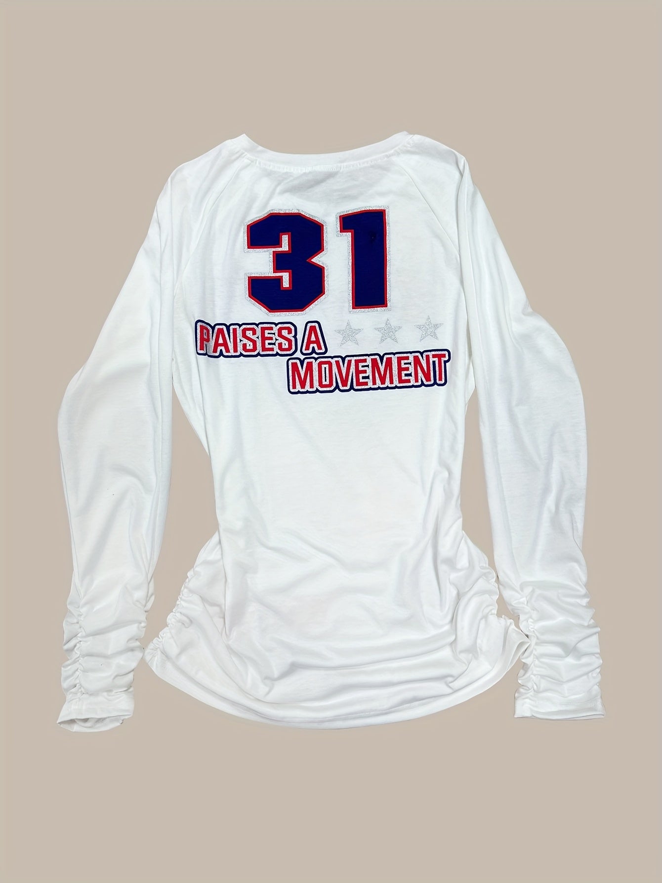 Women'S Y2K Retro Graphic T-Shirt - Long Sleeve Crew Neck Tee with Drawstring Waist, Slim Fit Casual Top for Everyday & Formal Outfits - All-Season Layering Essential