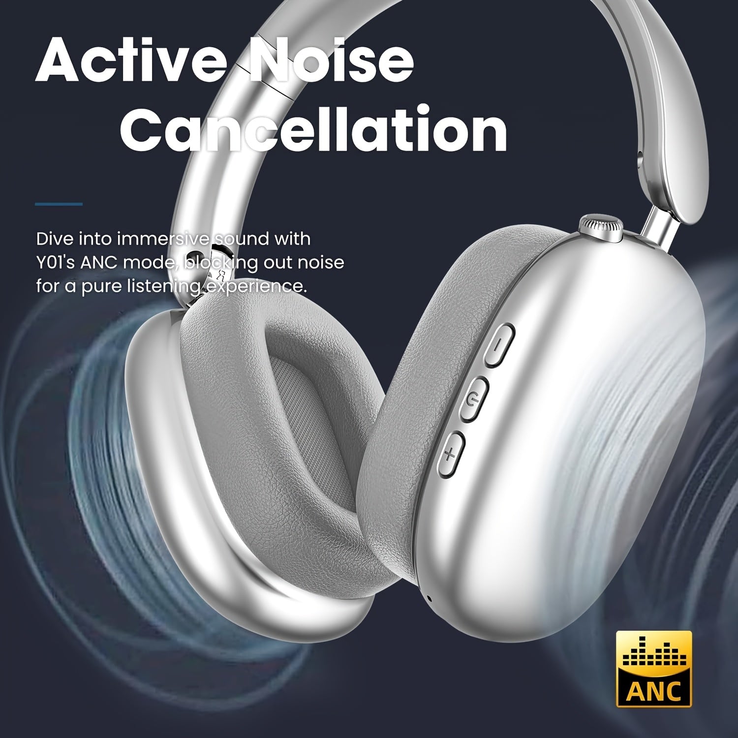 Over Ear Wireless Headphones Noise Canceling Hi-Res Audio, 48H Playtime, Foldable, Breathable Soft Earpads