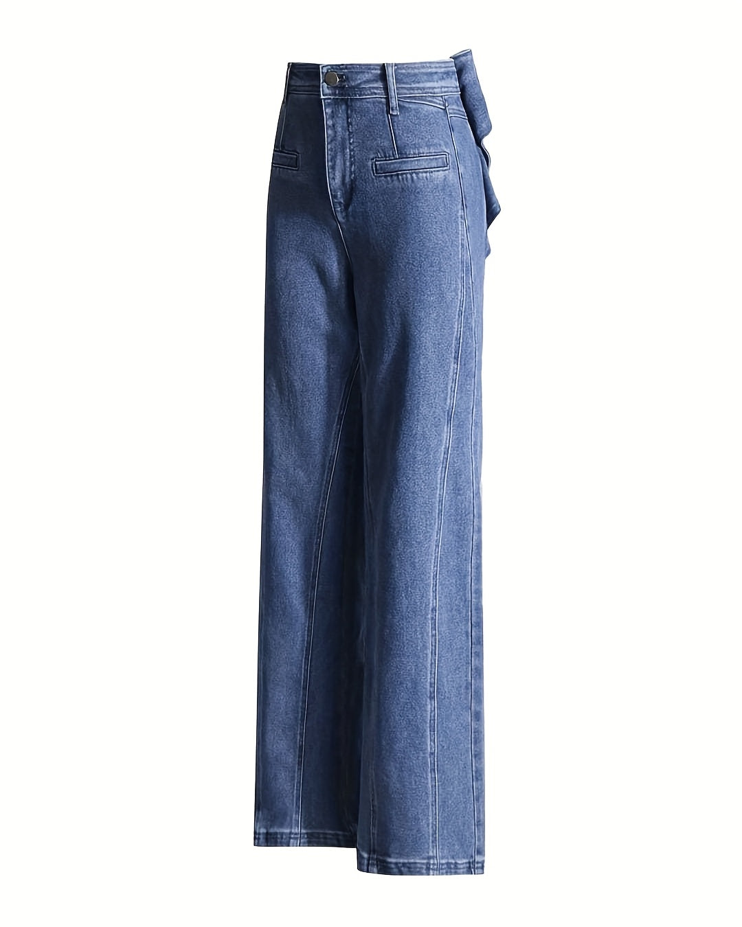 High-Waisted Wide-Leg Jeans with Oversized Back Bow