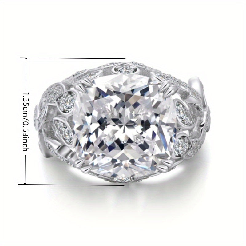 Square Cubic Zirconia with Intricate Floral Design