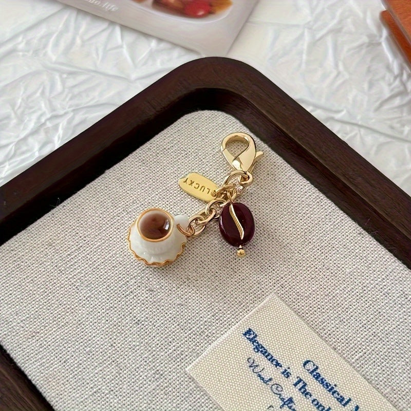 Coffee Cup Keychain with Zipper Closure