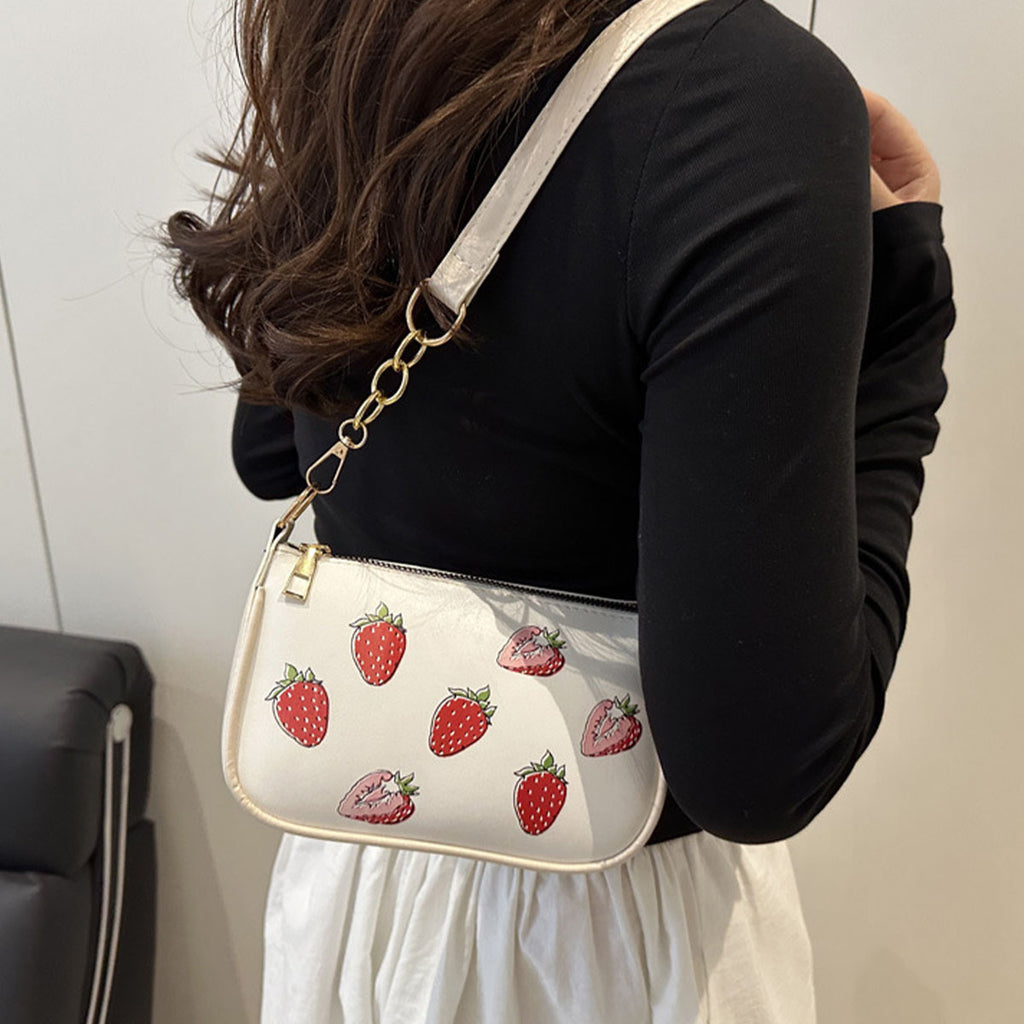 Strawberry Shoulder Bag with Adjustable Strap