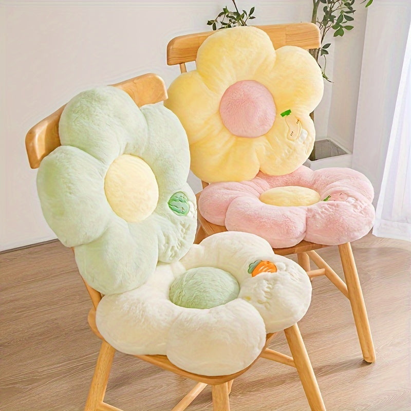 Plush Fruit & Flower-Themed Seat Cushion - Soft Polyester, Round, Machine Washable - Ideal for Car, Chair, Sofa - Comfortable Full-Body Support for Long Sitting - Perfect Office & Home Gift