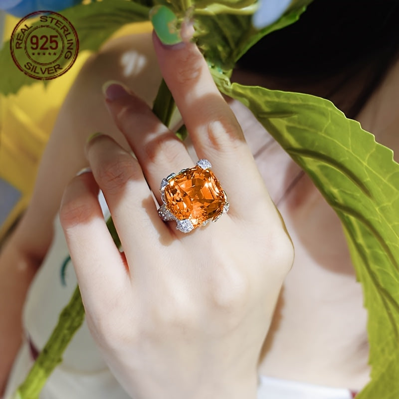 Orange Synthetic Champagne Zirconia Ring