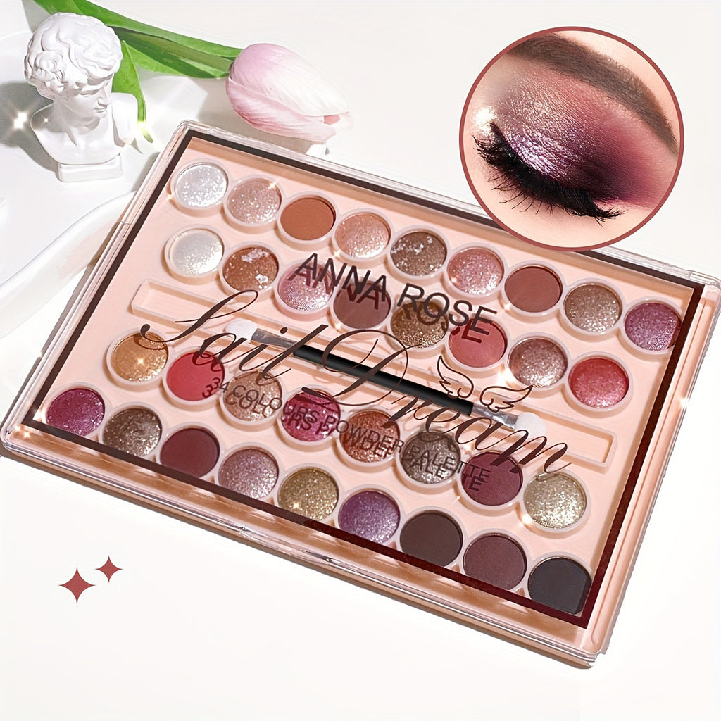 Highly Pigmented Eyeshadow Palette with 34 Shades