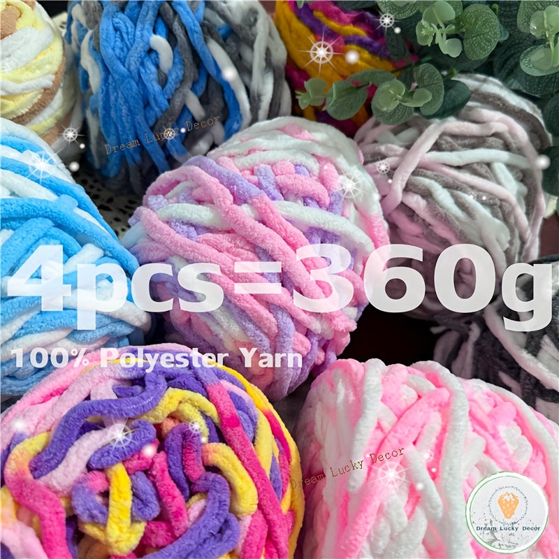 {4pcs} Soft & Thick 100% Polyester Chunky Yarn