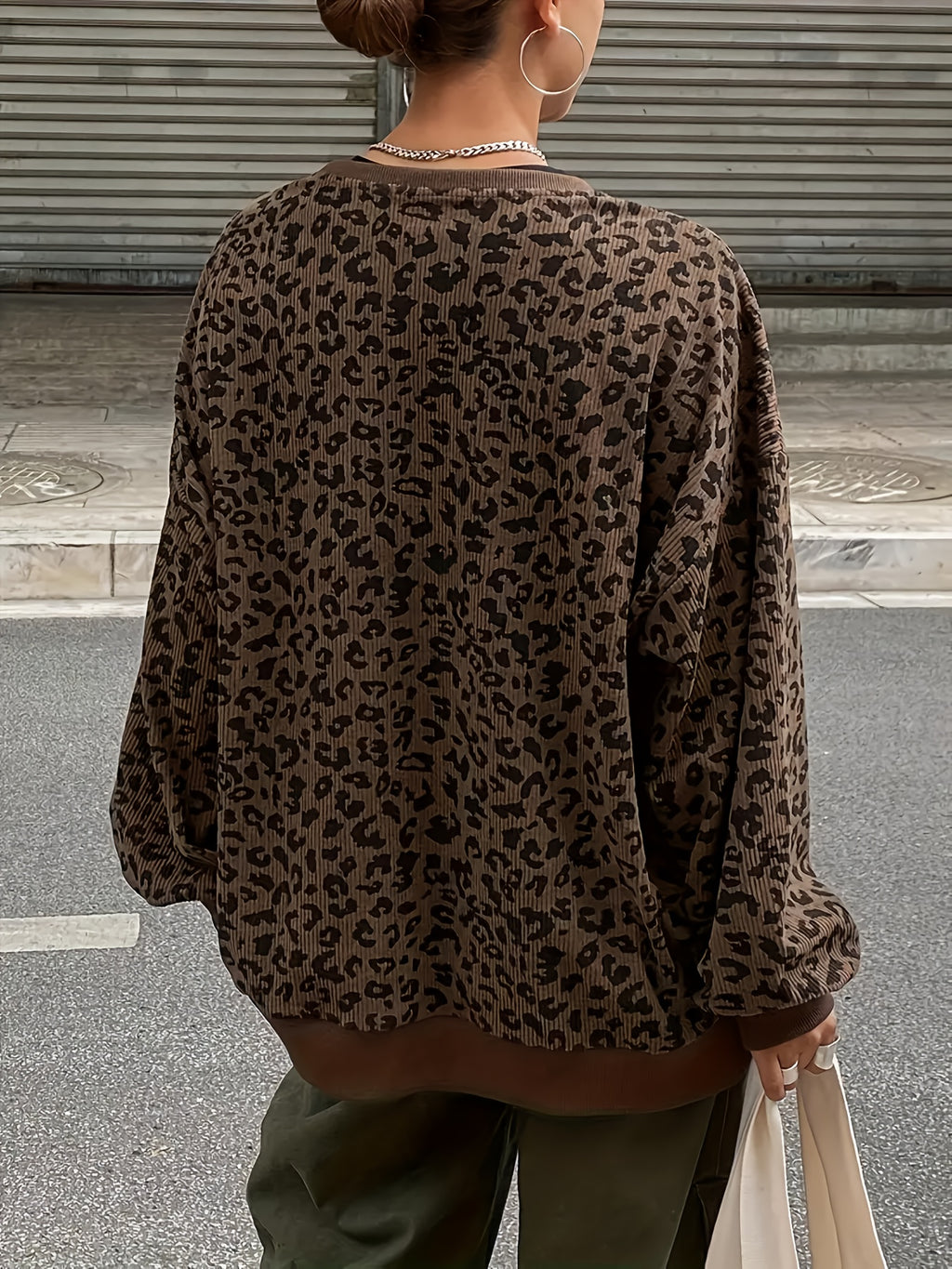 Oversized Leopard Print Sweatshirt