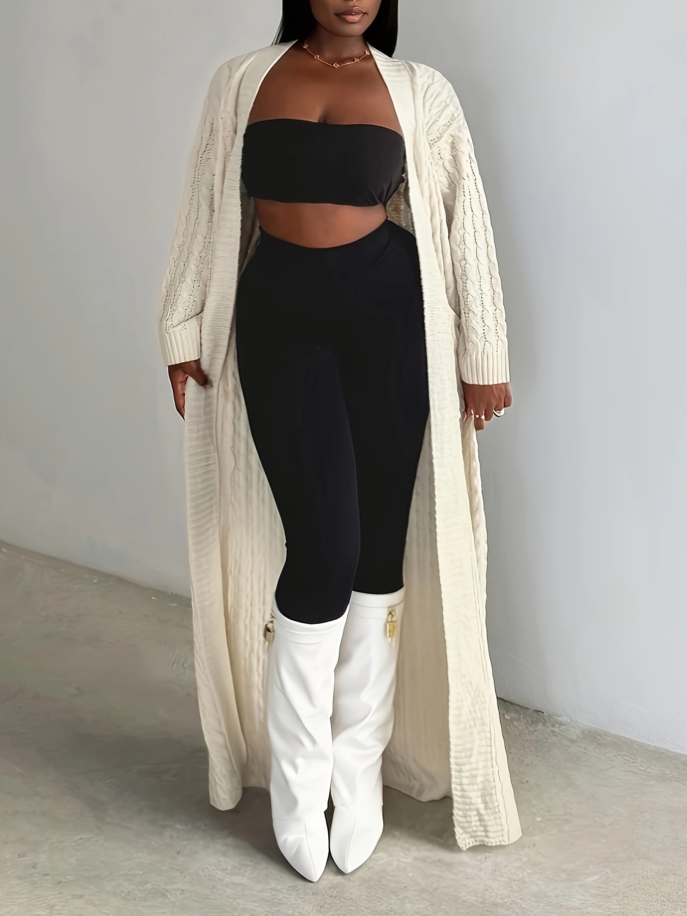 Long Solid Color Cardigan