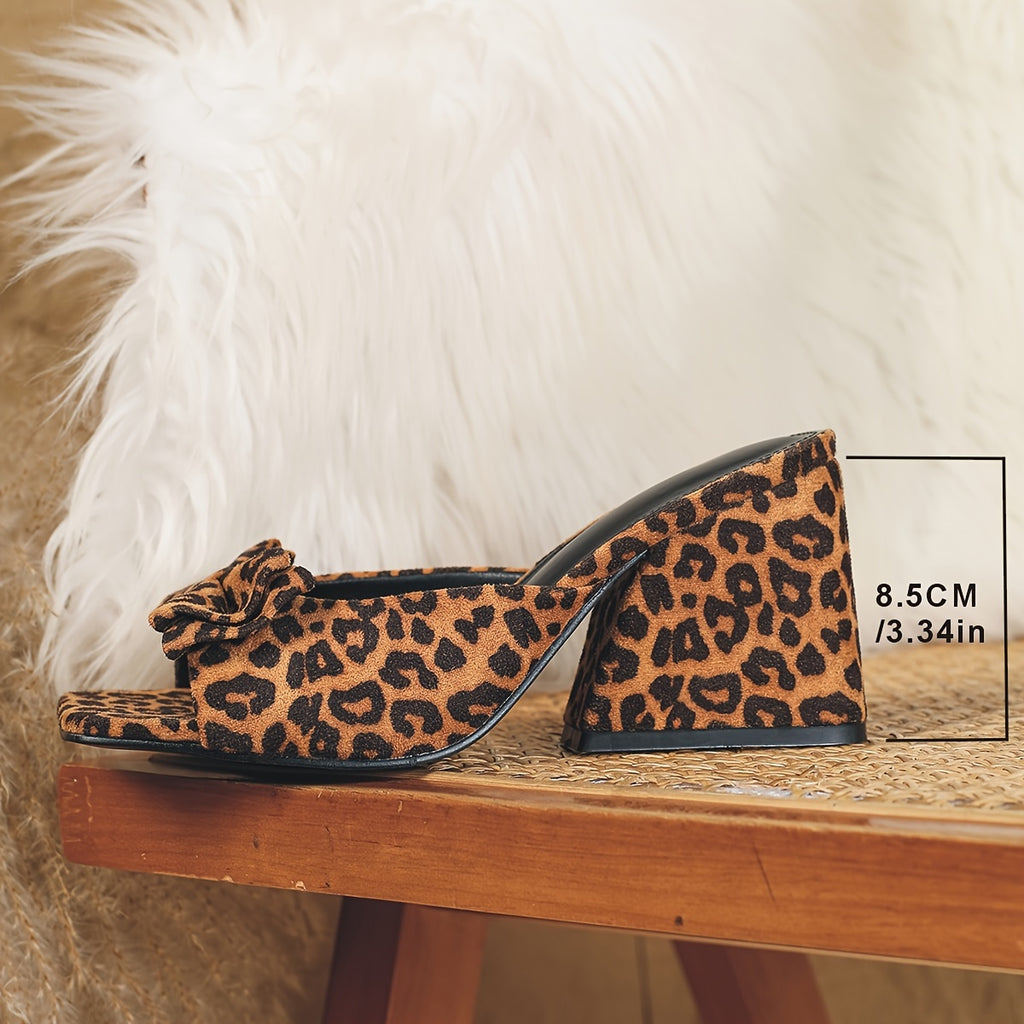 Chunky High Heel Leopard Sandals