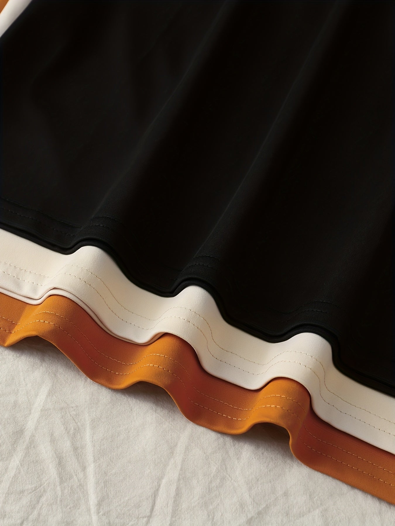 [3pcs} Long Dress Set with Short Sleeves