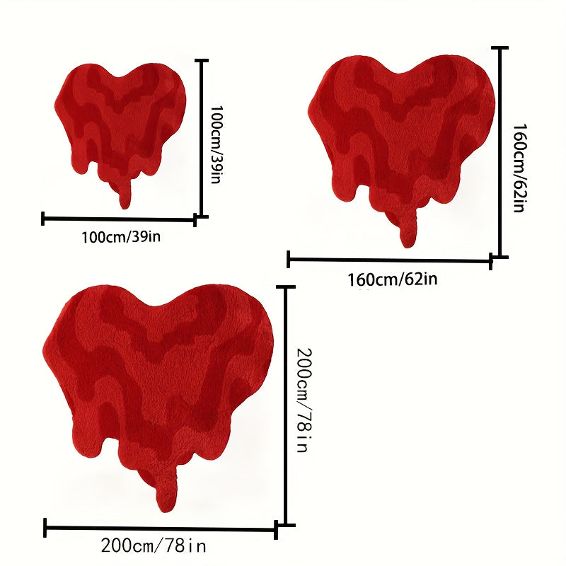 Red Heart-Shaped Area Mat