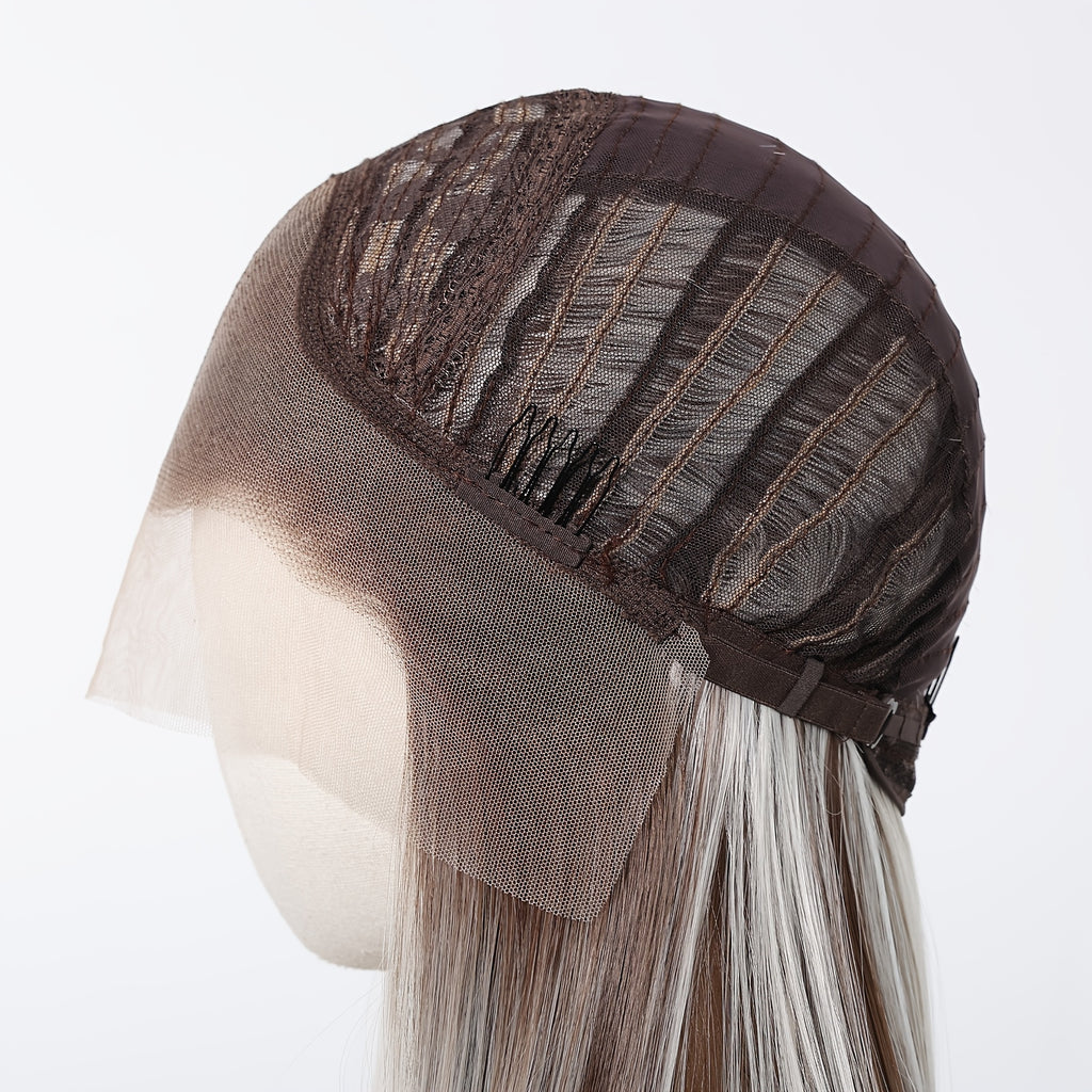 Gradient Blonde Straight Hair Wig Mixed With Brown And Golden Lace Wig