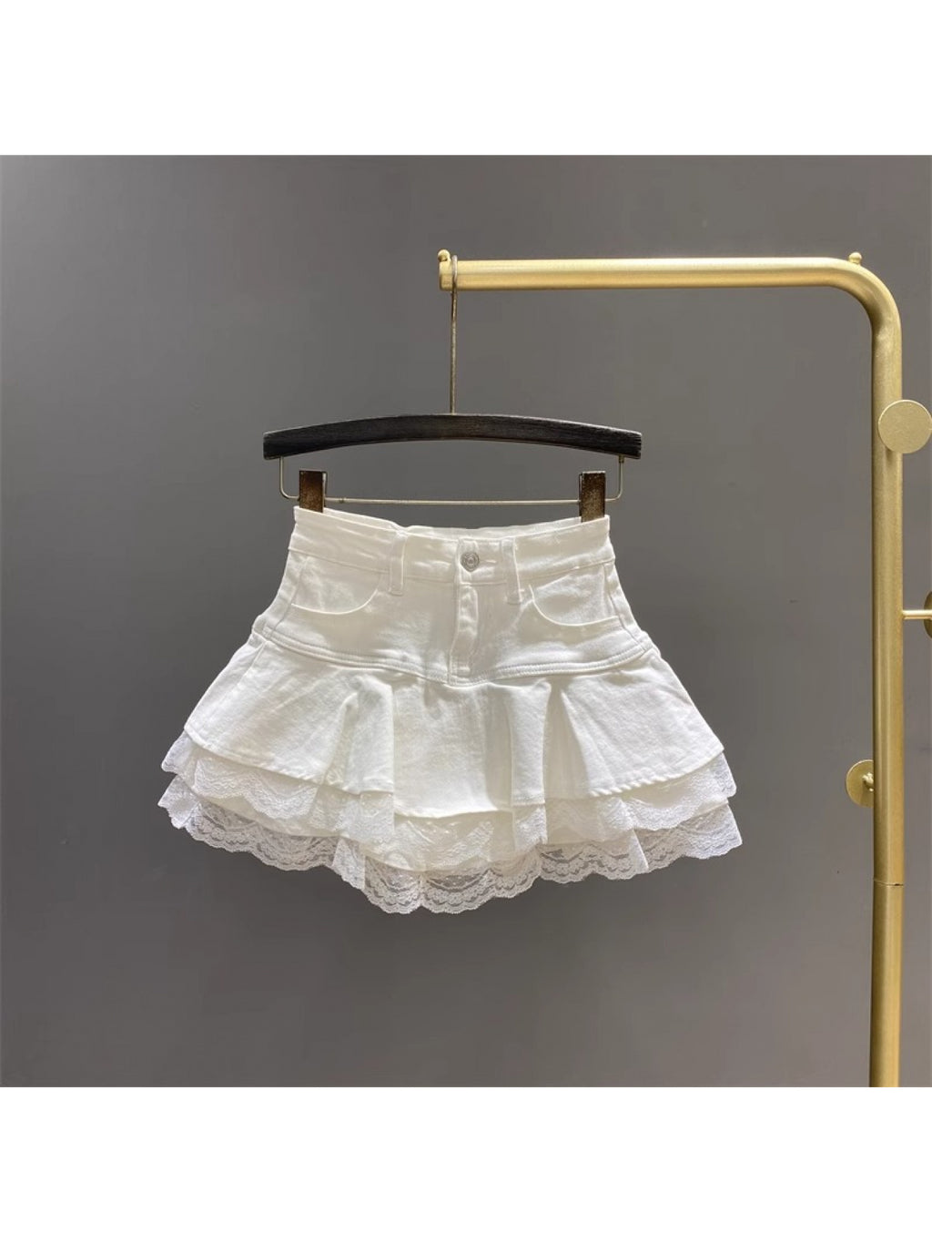 Lace Ruffle Trim Mini Skirt