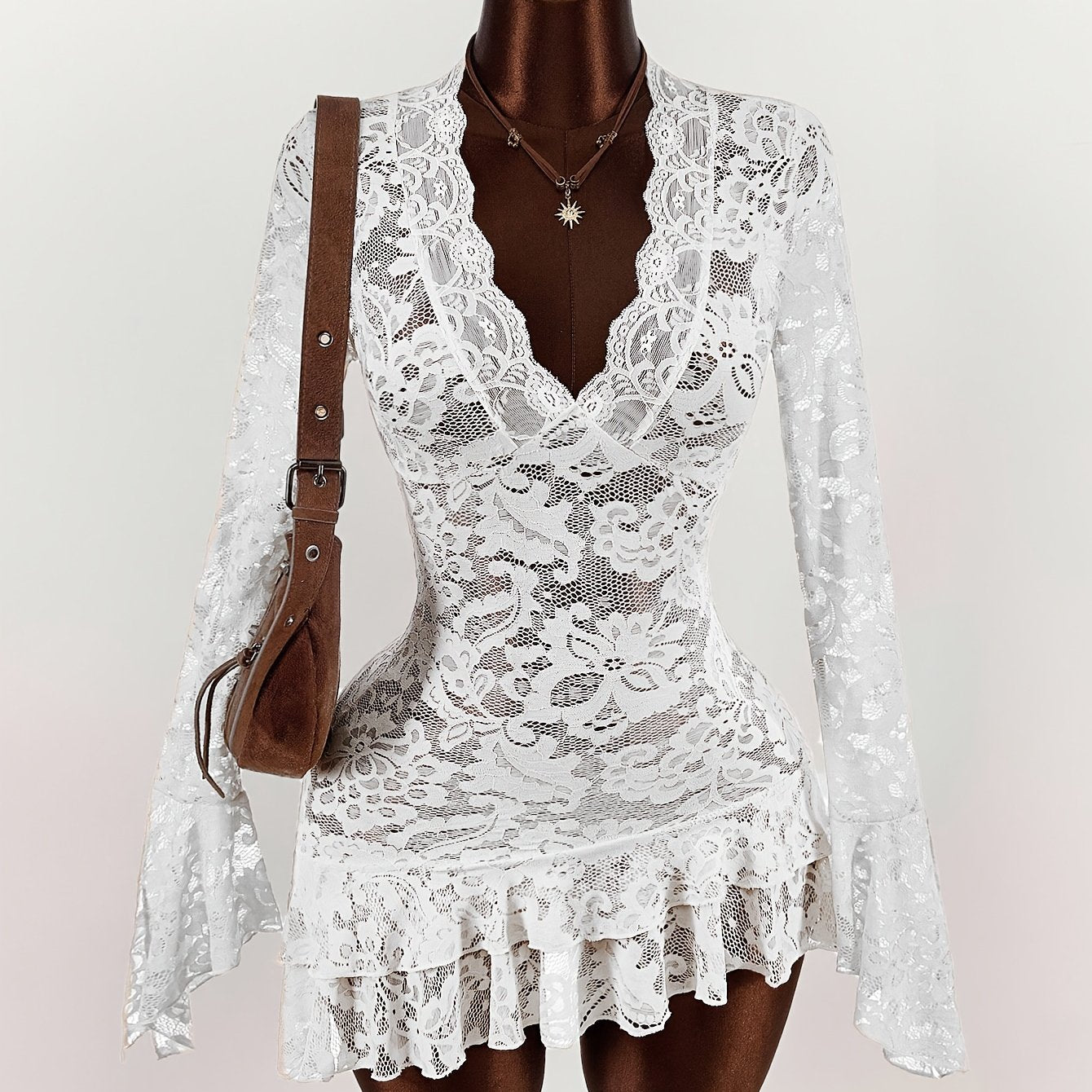 Vintage-Inspired Lace Floral Mesh Dress