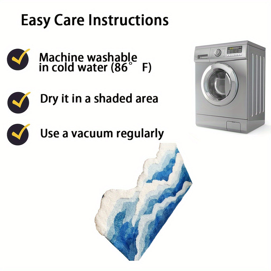 Thick Ultra-Soft Tufted Rug - Blue Ocean Wave