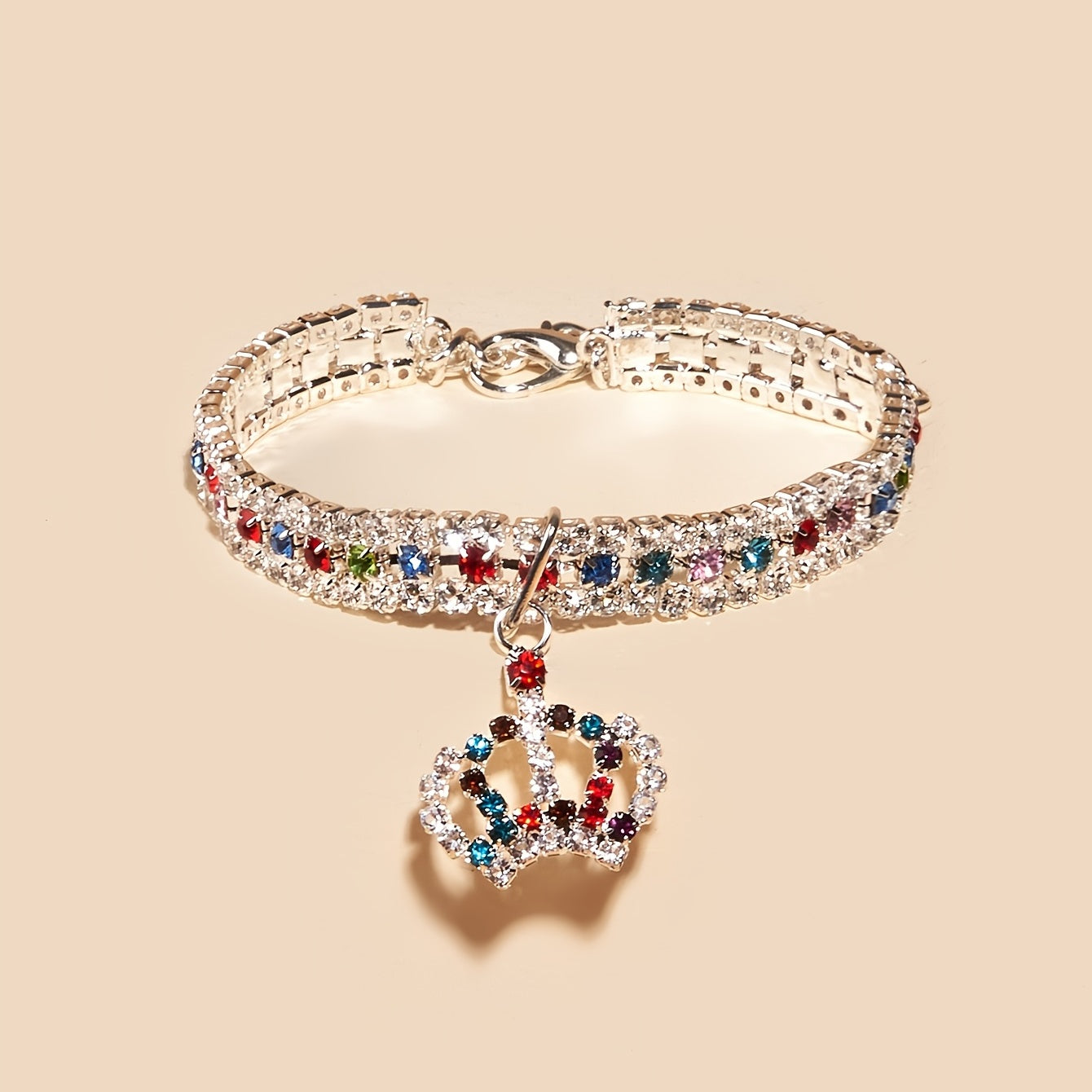 Rhinestone Crown Pendant Collar