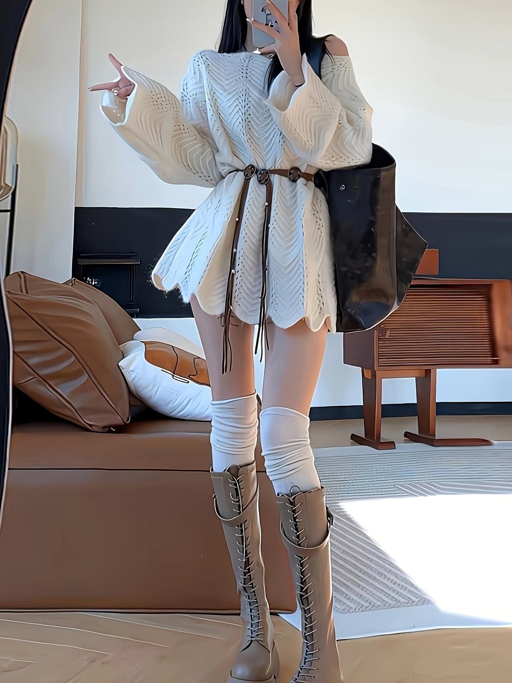 Off-Shoulder/One-Shoulder Lace Kimono Jacket